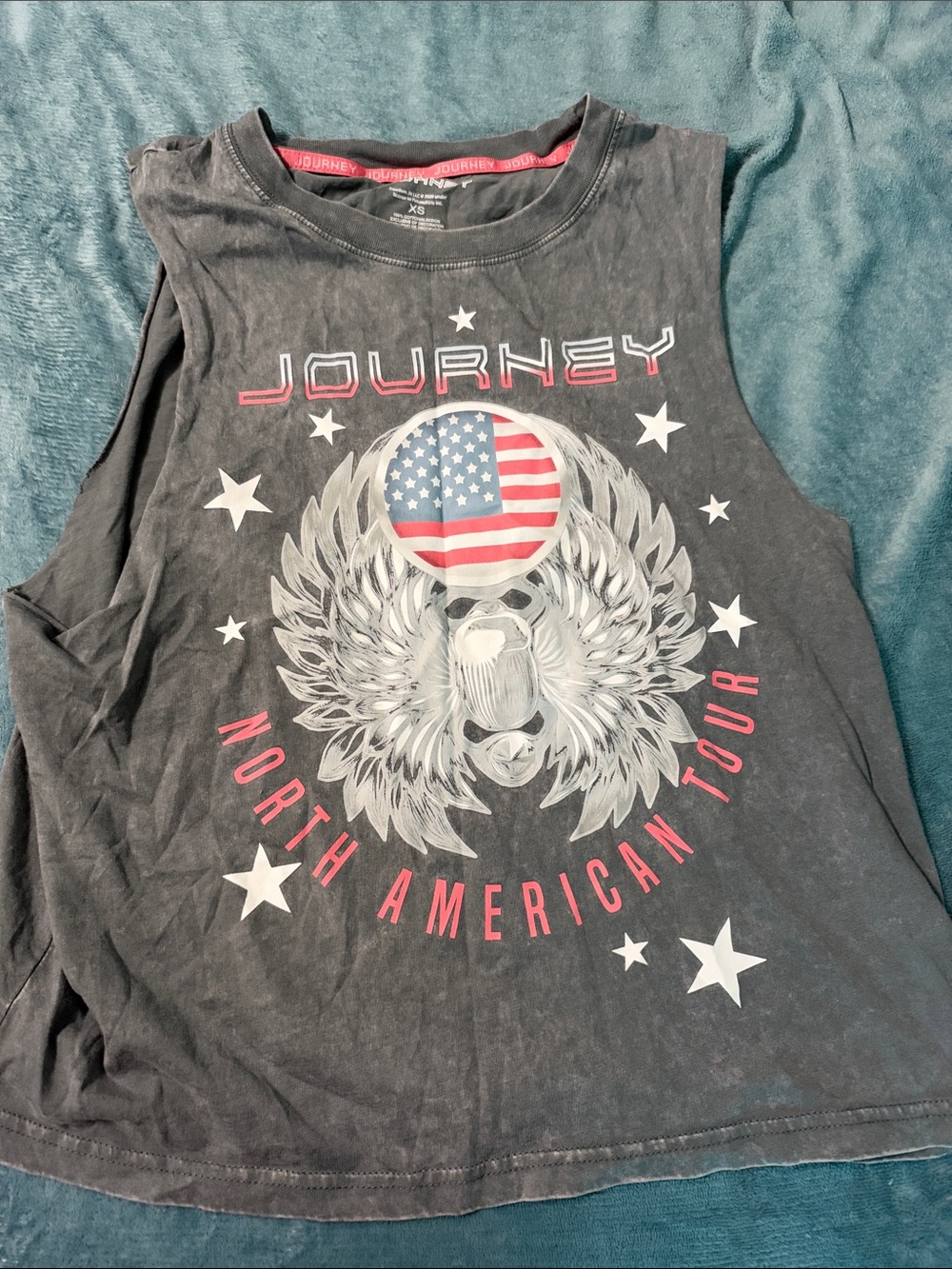 Journey woman’s Black Graphic Tank Top - American Flag Eagle